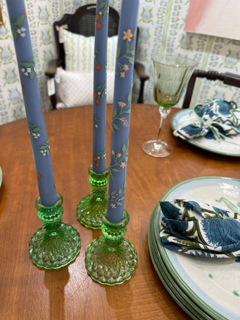 Green Candlestick Holders (3)