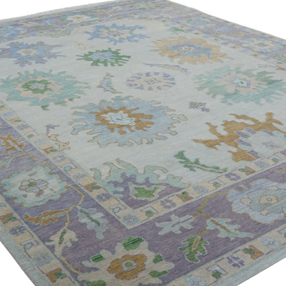 Decorative rug with floral patterns on a white background