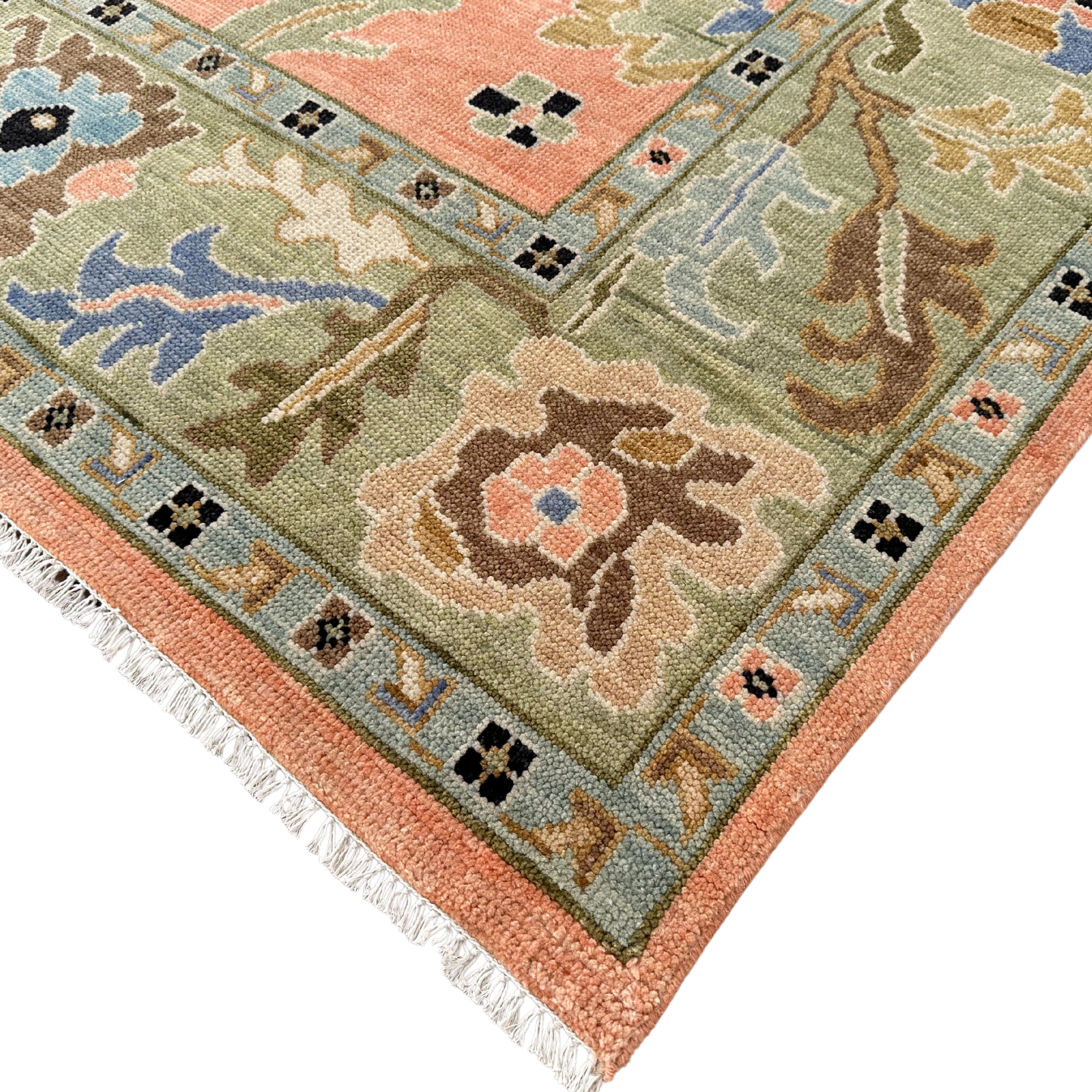 Decorative rug with floral patterns on a white background