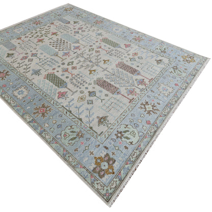 Full view of the Amelia handwoven floral wool rug