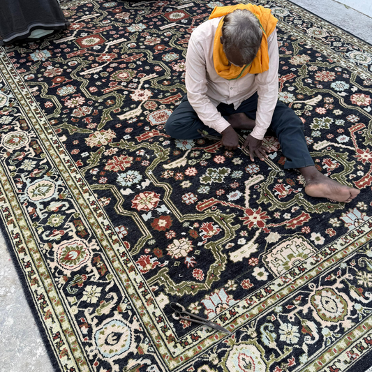 Close-up of the handmade Eleanor rug texture and pattern
