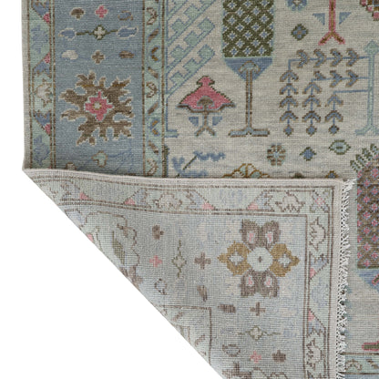 Close-up of the pale blue floral border on the Amelia